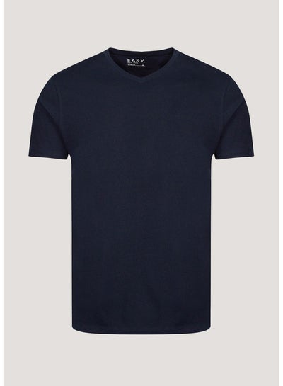 Buy Navy Slim Fit V-Neck T-Shirt in Egypt