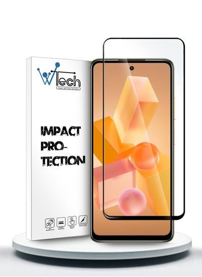 Buy Premium E2E Full Glue Full Cover Tempered Glass Screen Protector For Infinix Hot 40i / Infinix Smart 8 4G 2023 Clear/Black in UAE