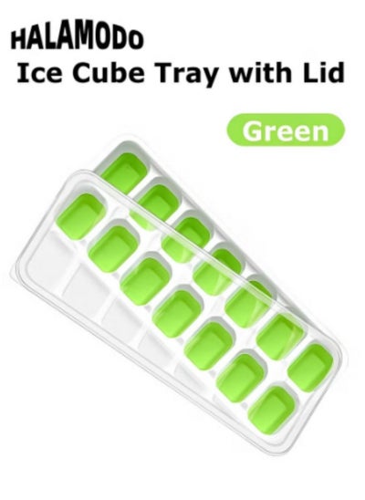 Buy Ice Cube Tray Easy-Release & Flexible 14-Ice Trays with Spill-Resistant Removable Lid Plastic Silicone Ice Cube Trays for Cocktail, Baby Food, Coffee, BPA Free, Durable and Dishwasher Safe in Saudi Arabia