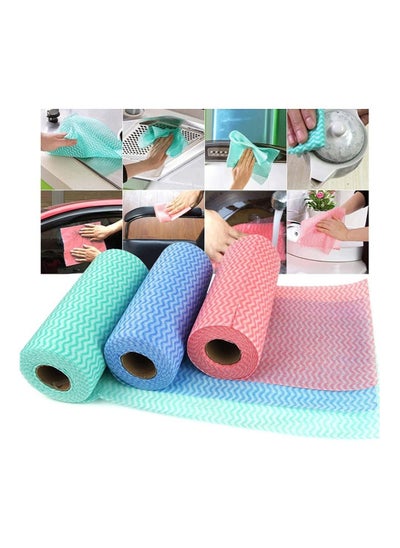 Buy Pack of 3 50Pcs/Roll Environment Friendly Disposable Cloth Kitchen Cleaning Non-Woven Fabric Dish Towel Cloth Kitchen Cleaning Tools in UAE