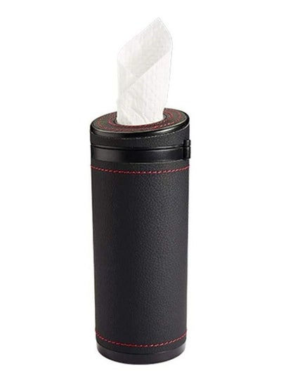 Buy PU Leather Car Tissue Box for Car Cup Holders, Diameter 2.75'' Cylinder Tissue Holder Up to 30 Count Tissue, Black in Saudi Arabia