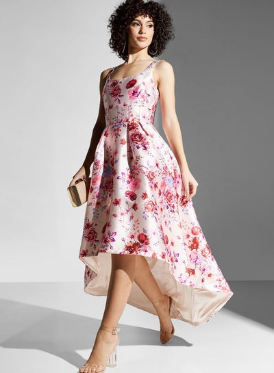 Buy Floral Print High Low Dress in Saudi Arabia
