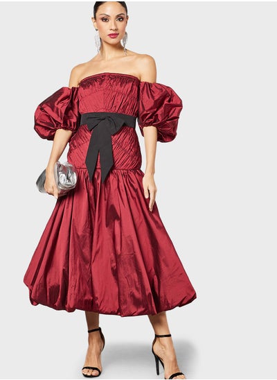 Buy Bardot Balloon Sleeve Dress in Saudi Arabia