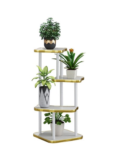 اشتري 4 Tier Nordic Light Luxury Style Wood Floor Standing Flower Pot Plant Rack For Living Room Balcony في السعودية