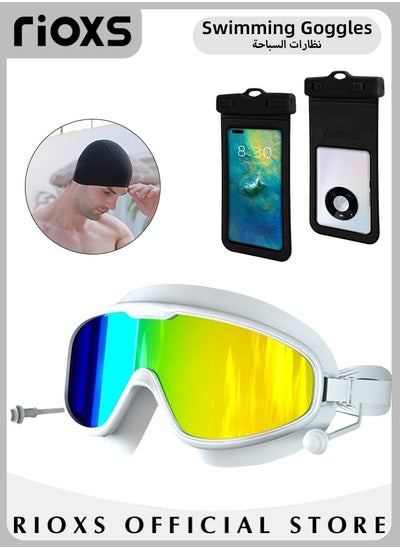 Buy Adult Swimming Goggles with Ear Plugs Swim Cap and Nose Clips Polarized Open Water Goggles Swimming Anti Fog UV Protection No Leakage Clear Vision Easy to Adjust for Men Women Teenagers in Saudi Arabia