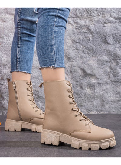Buy Women Leather Half Boot - Beige in Egypt