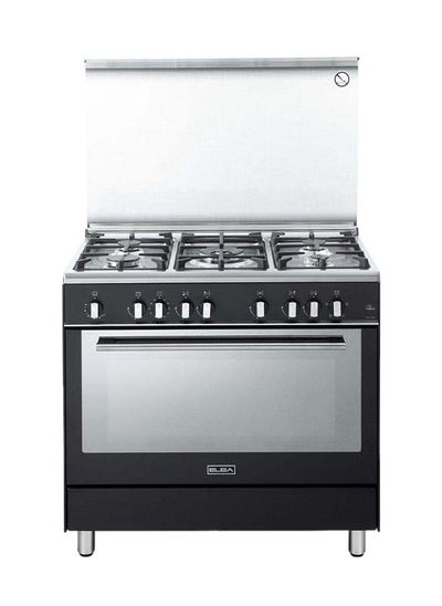 Buy Gas Cooker 90X60cm 5 Burners Cast Iron Pan Fan Gas Oven 8F Color Black in Saudi Arabia