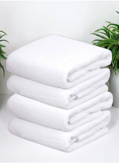 Buy 4 white cotton towels 50x80 cm in Saudi Arabia