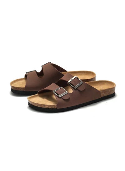 Buy Women's cork insole sandals, comfortable summer beach sandals with adjustable buckles in UAE