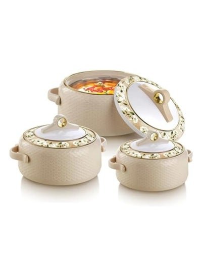 Buy set of 3 Pieces  Nayasa Deluxe Coral insulated casserole | 2500 Ml 3500 Ml And 5000 Ml Casseroles - Beige in Saudi Arabia