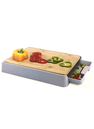 Buy Cutting Board with Storage Tray, Kitchen Wooden Chopping Board Plastic Tray Storage Container in UAE