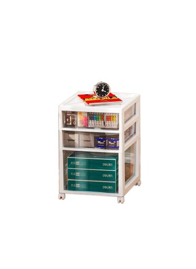 Buy Bathroom Storage Cabinet Cosmetic Stationery Shelf with Wheels 3 Layers in Saudi Arabia