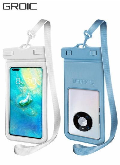 اشتري 2 Pack Water Proof Dry Bag Case with Neck Lanyard Underwater Universal Cell Phone Holder Large Protector for iPhone Samsung Galaxy Huawei, Beach Pool Swimming Waterproof Dry Bag في السعودية