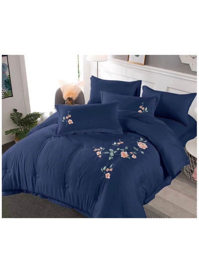 Buy Dream Bell 6 Pc Embroidery Cotton Comfy Comforter Set With Fiber Filling 8 in UAE