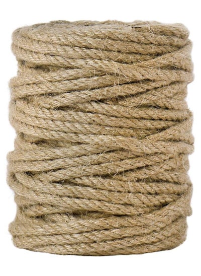 اشتري 5mm Jute Rope, 100 Feet 4Ply Twisted Heavy Duty and Thick Twine Rope for Gardening, Crafting, Packing, Bundling and Home Decor في مصر