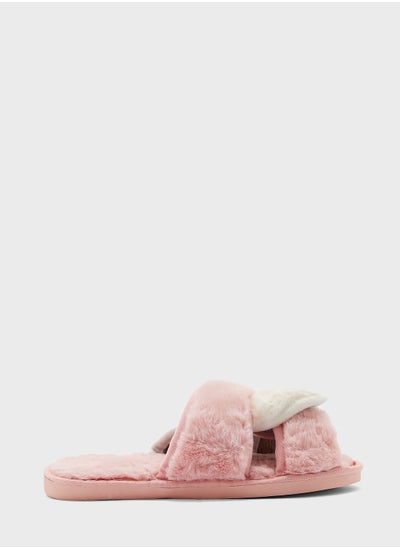 Buy Interwoven Strap Fluffy Bedroom Slipper in UAE