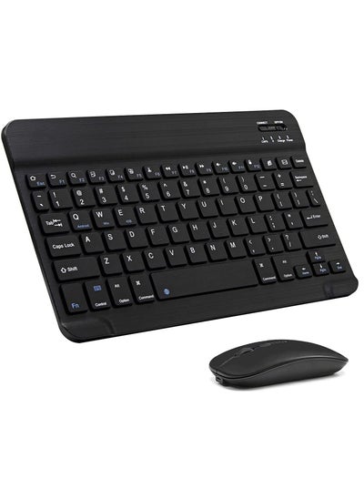 Buy Rechargeable Bluetooth Keyboard and Mouse Combo Ultra-Slim Portable Compact Wireless Mouse Keyboard Set for Android Windows Tablet Cell Phone iPhone iPad Pro Air Mini, iPad OS/iOS 13 and above (black) in UAE