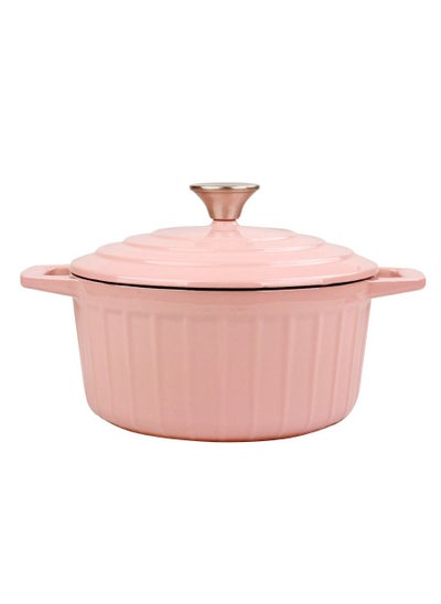 Buy Enameled Cast Iron Dutch Oven Casserole 22x10.5cm. Pink in UAE