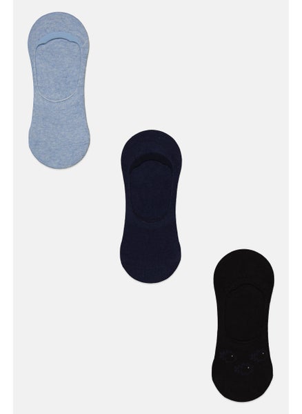 اشتري Men 3 Pairs Invisible Socks, Black/Navy/Light Blue في الامارات