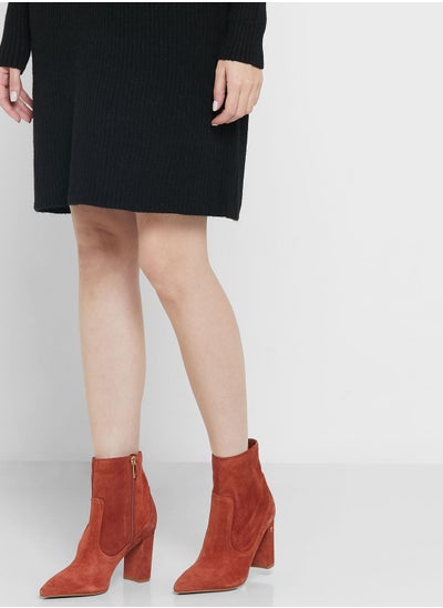 Buy Nyshaa Suede Block Heel Ankle Boots in UAE