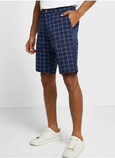 Buy Thomas Scott Men Checked Mid-Rise Slim Fit Sports Shorts in Saudi Arabia