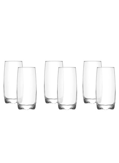 Buy 6-Piece drinking glass set clear 390ML in Saudi Arabia