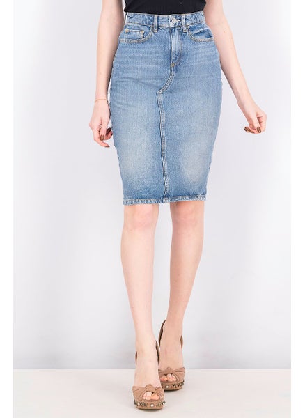 Buy Women Five Pocket Denim Skirt, Blue in Saudi Arabia