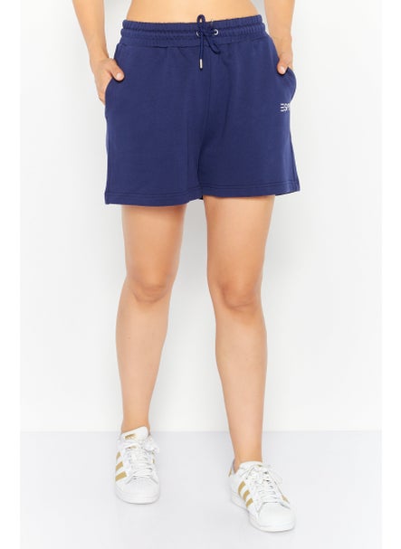 Buy Women Brand Logo Basic Short, Blue in UAE