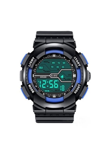 Buy Children's Digital Watch Multifunctional Waterproof Electronic Watch Alarm Chronograph Luminous Sports Black/Blue Watch in UAE