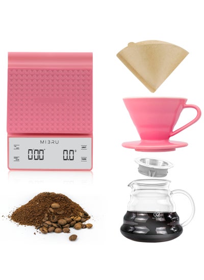 Buy Drip Brew Set Contains Pieces To Drip And Filter Coffee pink (V60 Drip set 4 pcs) in Saudi Arabia