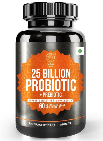 Buy 25 Billion Probiotic & Prebiotic Supplement for Digestive, Intestinal & Immune Health Shelf Stable, Soy, Dairy & Gluten Free, 60 Capsules in UAE