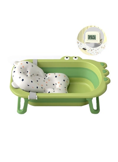 Buy Baby non-slip foldable reclining bathtub with thermometer and floating pillow in UAE