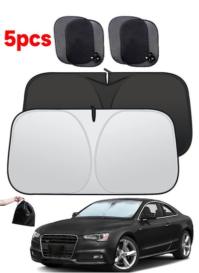 Buy 5pcs Foldable Car Window Sunshade with Storage Pouch, Front Windshield Reflective Sunshade, Car Windshield Sunshade for Sun Protection and Block UV Rays, Keep Vehicle Cooler in UAE