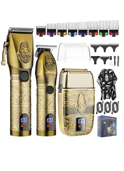 اشتري Men's Metal 3 Set Mother and Child Hairdressing Machine Electric Pushing Hair clipper shaver في السعودية