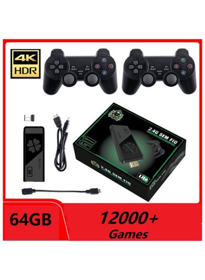Buy 4K HD video game console, dual 2.4G wireless controllers, plug-and-play video game stick, built-in 12,000 games, retro handheld game console in Saudi Arabia