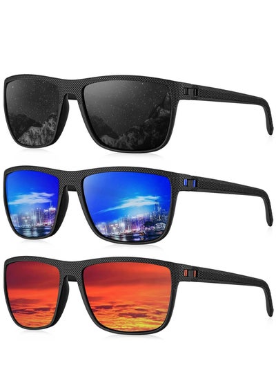 Buy 3Pieces Classic Polarized Sunglasses for Men Women Large Frame Retro Sunglasses with UV400 Protection in Saudi Arabia