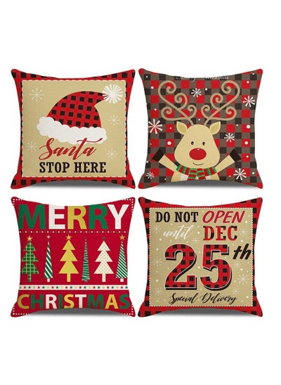 اشتري 4Pcs christmas pillow case pillow cover cushion cover for home decor 45*45cm في الامارات