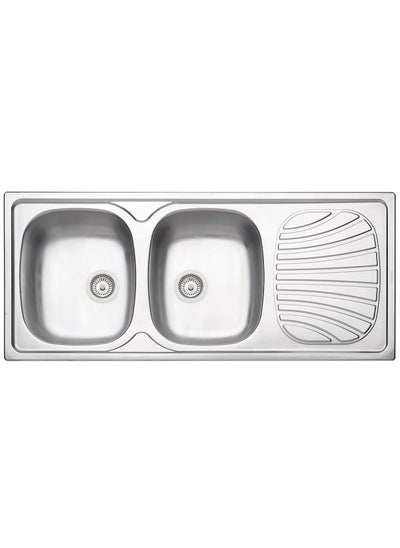 Buy Milano Kitchen Sink, High grade Inset Double Bowl Sink, Stainless Steel Kitchen Sink-Chrome Finsh (Double Bowl - BL860) in UAE