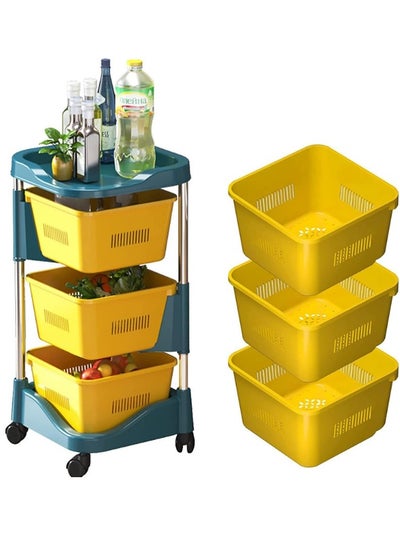 Buy Multi-Layer Kitchen Storage Shelf, Rotatable Kitchen Fruit Vegetable Storage Basket in UAE