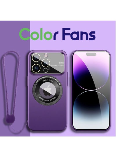 Buy Magnetic Case for iPhone 12 Pro Max Ultra Thin Cover with Lanyard Purple in Saudi Arabia