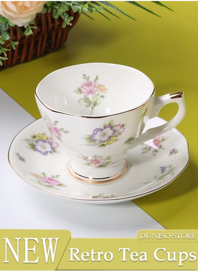 Buy French Retro Phnom Penh Tea Cups and Saucers Set Porcelain Tea Set for Tea Party Afternoon Tea Cups Saucer for Coffee Milk Kitchen and Drawing Room in UAE