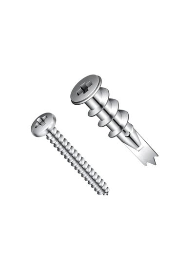 اشتري Self-Drilling Drywall Anchors, #8 Hollow-Wall Anchor Kit with Zinc Screws, Heavy Duty Wall Anchors for Easy Installation, 75LB Hanging and Mounting, 100 Pcs (50 Anchors+50 Screws) في السعودية