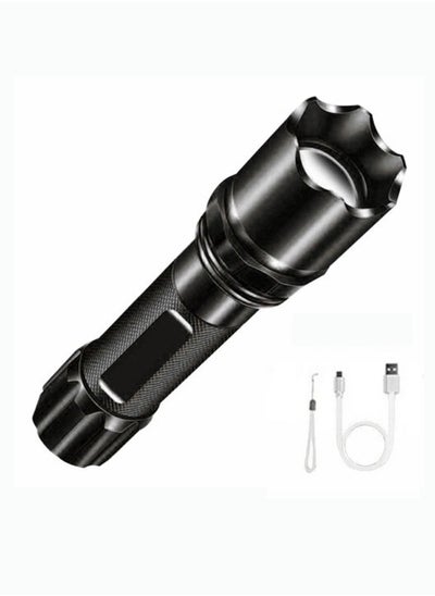 Buy Mini LED Flashlight Built-In Battery Zoom Rechargeable Flashlight Waterproof Camping Self Defense Flashlight in Saudi Arabia