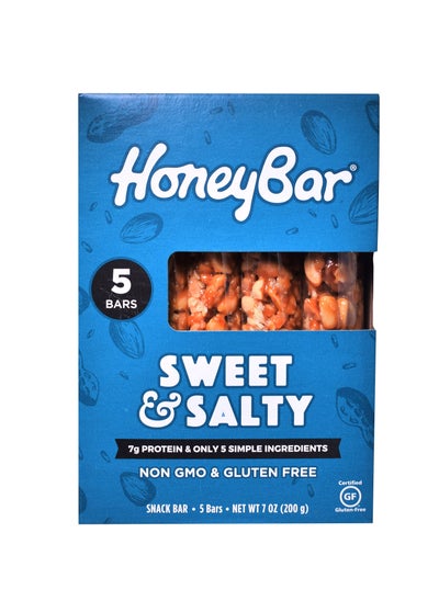 Buy Nuts HoneyBar Sweet and Salty X5 Count with 7g of Protein and Gluteen Free Low Sodium Vegetarian Source of Fiber and Low Saturated Fat in UAE