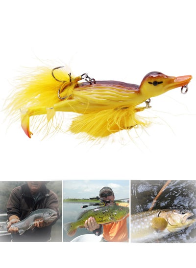 اشتري Duck Topwater Fishing bait Lure, Yellow Duckling Floating Artificial Bait Plopping and Splashing Feet Hard Fishing Tackle for sea and freshwater fishing في الامارات