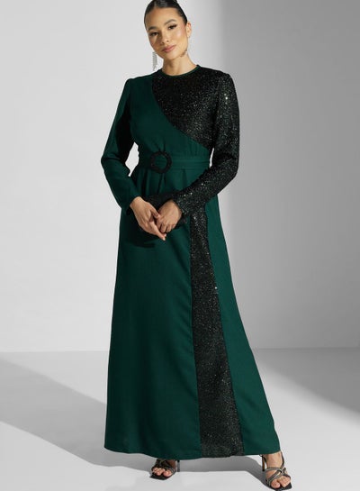 Buy Shimmer Detail A-Line Dress in UAE