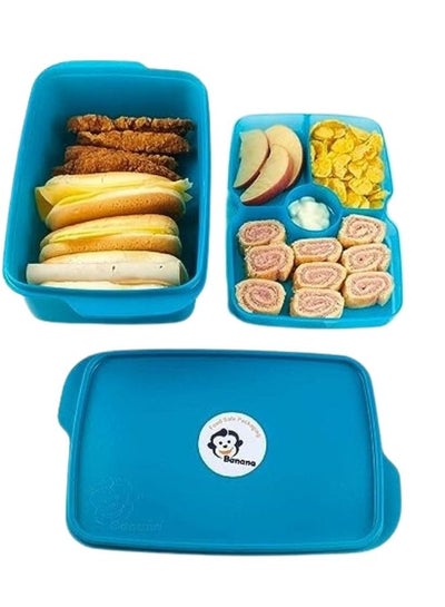 Buy Lunch box 1.5 liters divided into two floors (turquoise) in Egypt