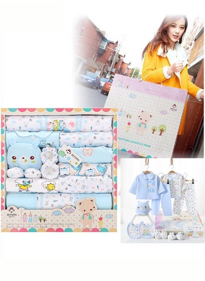 اشتري 18PCS Newborn Baby Gifts Set, Newborns Layette Gift for Girl Boys, Infant Essential Clothes Accessories, Premium Cotton Babies' Pant and Top Sets, with Beautifully Packaged Boxes and Prints في الامارات