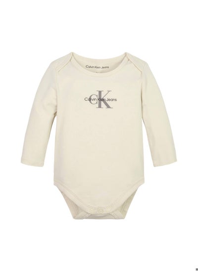 Buy Calvin Klein Jeans Baby's Bodysuit - Long Sleeves - Newborn - Cotton , Grey in Saudi Arabia