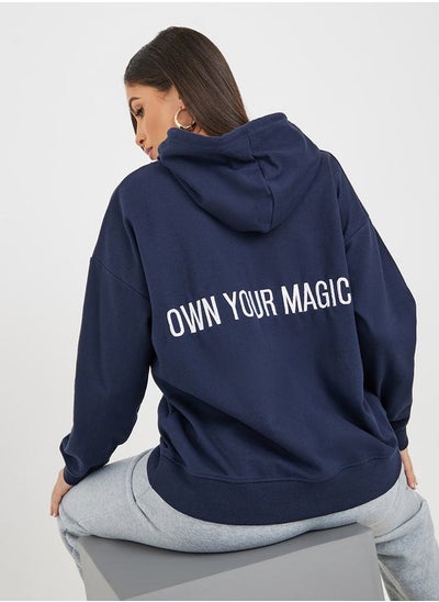 Buy Oversized Embroidered Slogan Hoodie in Saudi Arabia